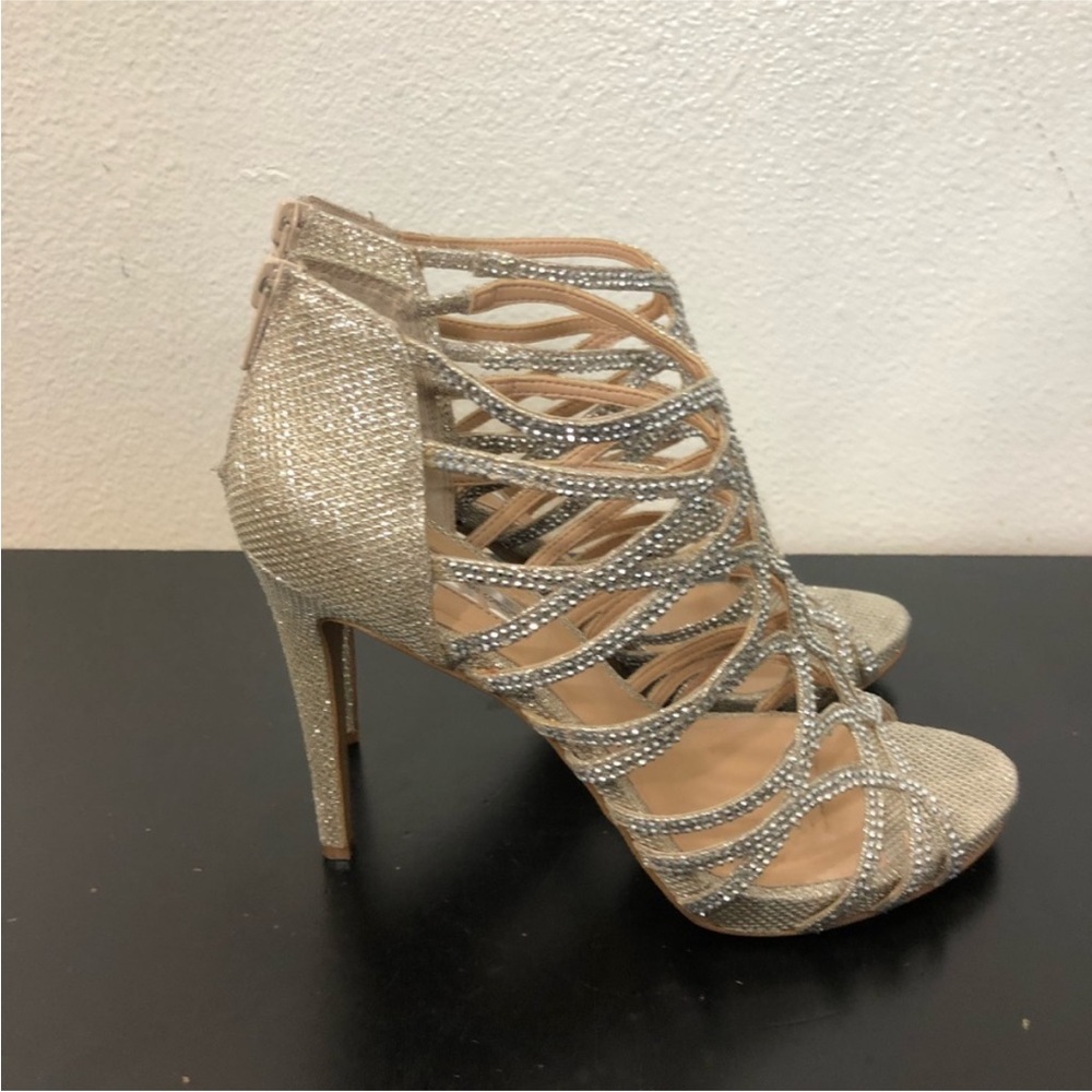 Inc Silver Sparkly Rhinestone High Heels - Picture 3 of 15